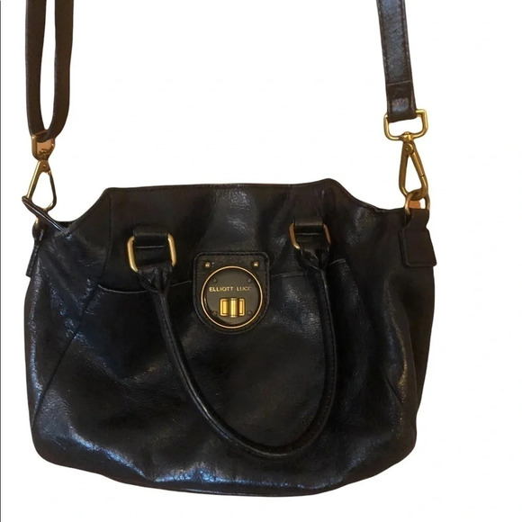 Vintage Y2k Elliott Lucca black leather crossbody handbag purse Fall Classic - Picture 2 of 9
